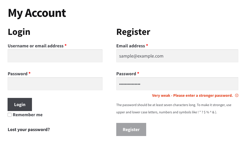 WooCommerce Password Strength Meter
